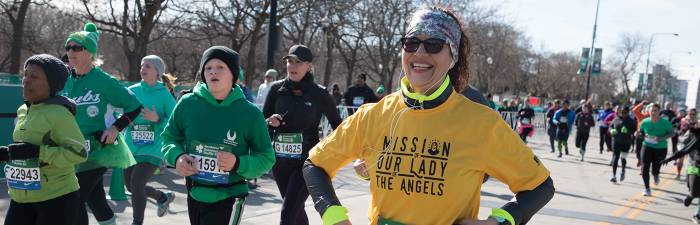 Charity runner at the Finish Line