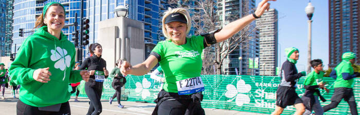 Runners during the 2022 Bank of America Shamrock Shuffle